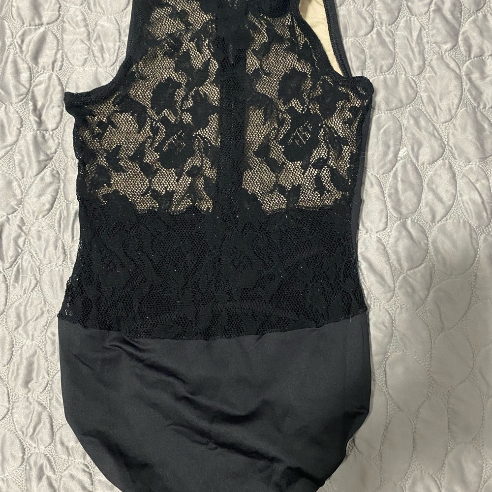 Beautiful black lace half-zip leotard, size small